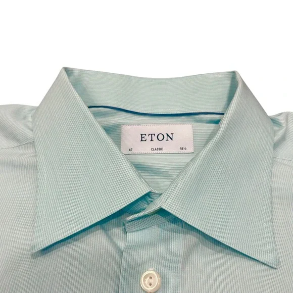 Eton Classic Dress‎ Shirt Mens 18.5 47 Light Blue Striped Long Sleeve - Picture 2 of 7